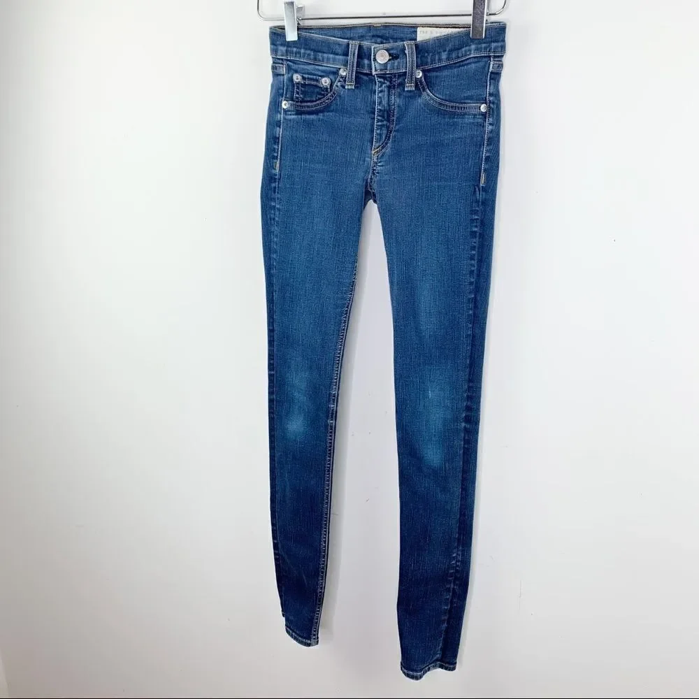 Rag & Bone The Legging Skinny Jeans - Clean Indigo Medium Wash‎ Low-rise Sz 25